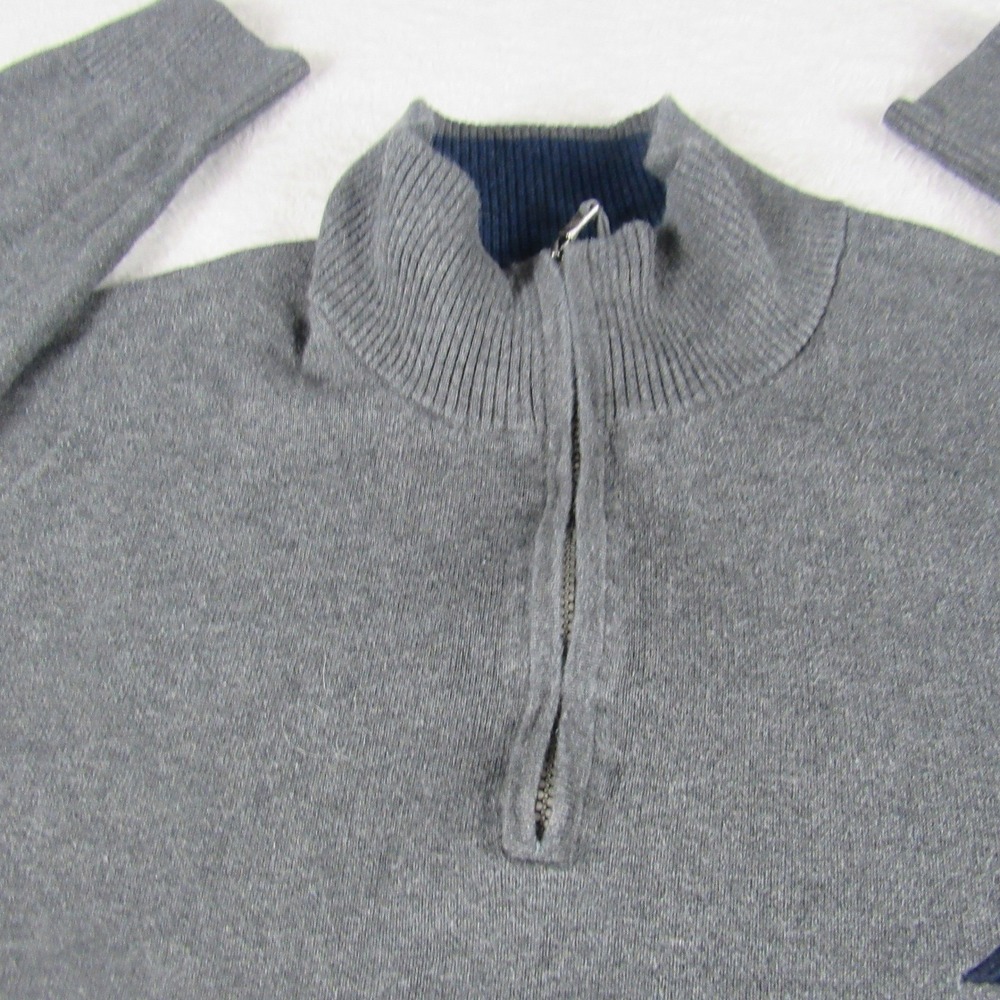 Nautica Mens XL Gray Quarter Zip Sweater Mock Neck‎ Long Sleeve Pullover